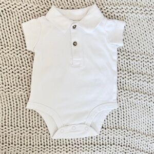 Carter's Short Sleeve Collard Boy Baby White Onesie Bodysuit Size 3 Months